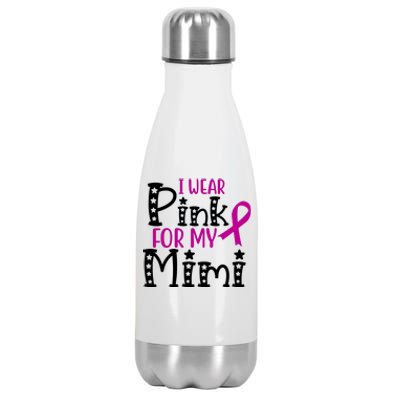 I Wear Pink For My Mimi Breast Cancer Awareness Stainless Steel Insulated Water Bottle