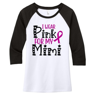 I Wear Pink For My Mimi Breast Cancer Awareness Women's Tri-Blend 3/4-Sleeve Raglan Shirt