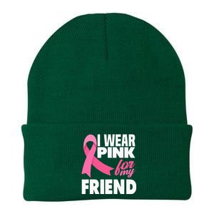 I Wear Pink For My Friend Breast Cancer Awareness Knit Cap Winter Beanie