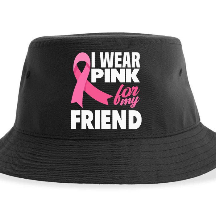 I Wear Pink For My Friend Breast Cancer Awareness Sustainable Bucket Hat