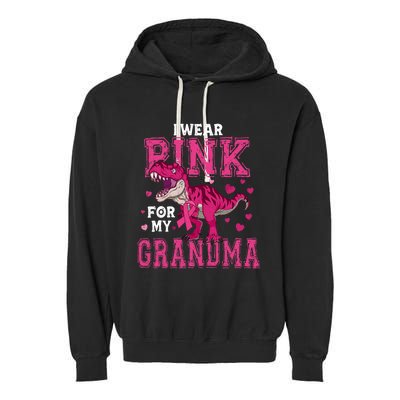 I Wear Pink For My Grandma Dinosaur Breast Cancer Awareness Garment-Dyed Fleece Hoodie