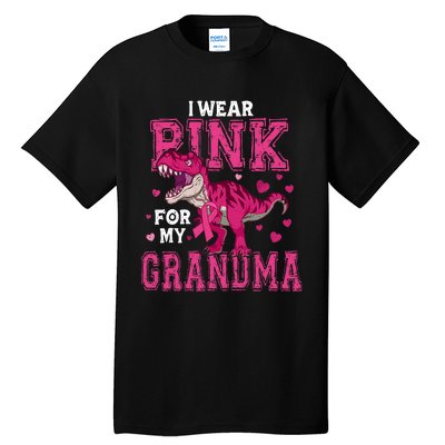 I Wear Pink For My Grandma Dinosaur Breast Cancer Awareness Tall T-Shirt