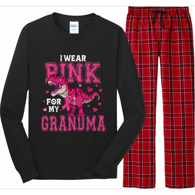 I Wear Pink For My Grandma Dinosaur Breast Cancer Awareness Long Sleeve Pajama Set