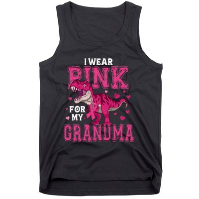 I Wear Pink For My Grandma Dinosaur Breast Cancer Awareness Tank Top