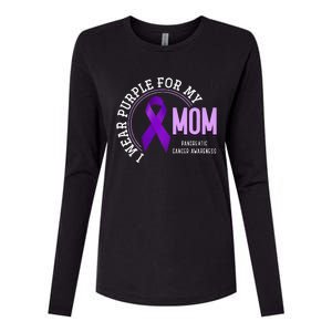 I Wear Purple For My Mom Pancreatic Cancer Awareness Womens Cotton Relaxed Long Sleeve T-Shirt