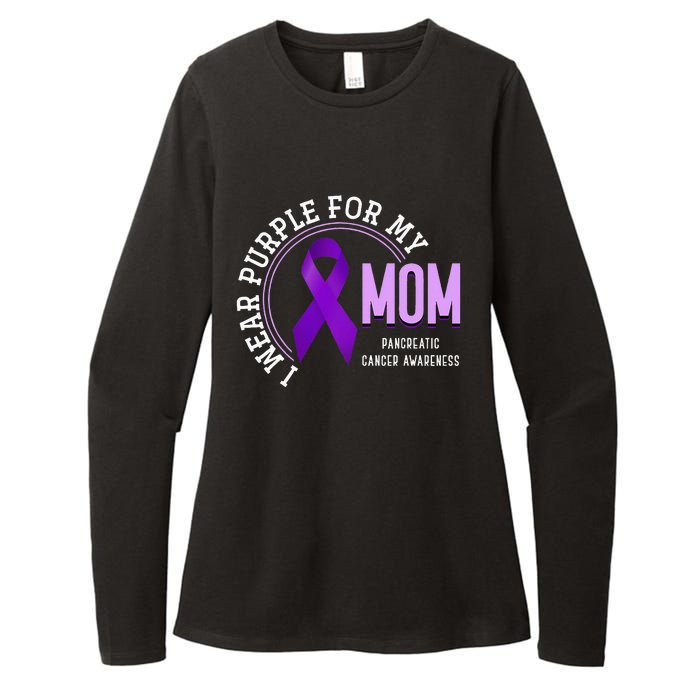 I Wear Purple For My Mom Pancreatic Cancer Awareness Womens CVC Long Sleeve Shirt