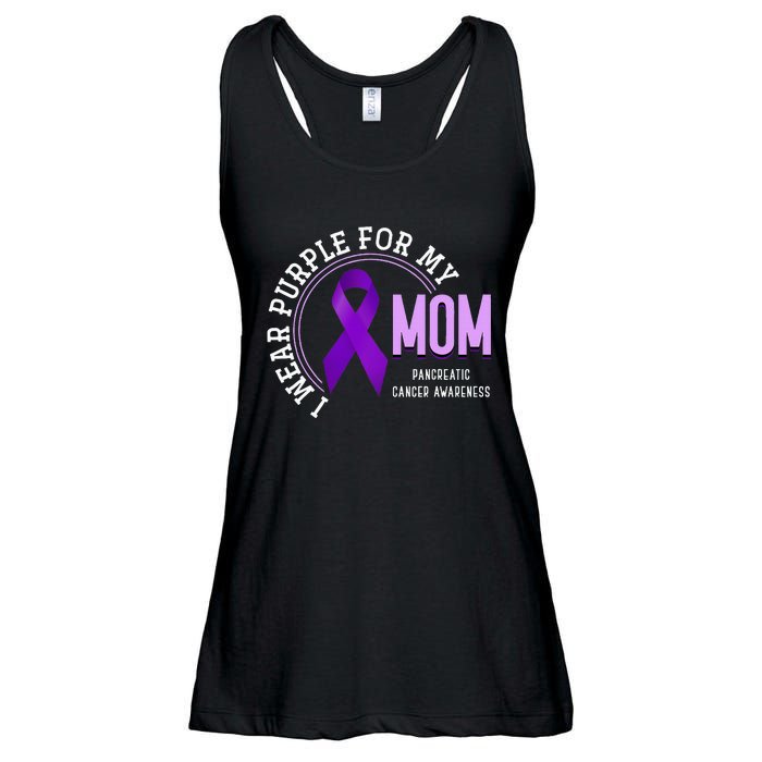 I Wear Purple For My Mom Pancreatic Cancer Awareness Ladies Essential Flowy Tank