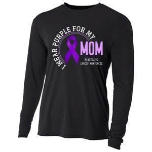 I Wear Purple For My Mom Pancreatic Cancer Awareness Cooling Performance Long Sleeve Crew