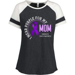 I Wear Purple For My Mom Pancreatic Cancer Awareness Enza Ladies Jersey Colorblock Tee