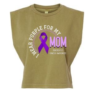 I Wear Purple For My Mom Pancreatic Cancer Awareness Garment-Dyed Women's Muscle Tee