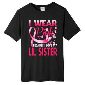 I Wear Pink For My Lil Sister Breast Cancer Awareness Tall Fusion ChromaSoft Performance T-Shirt