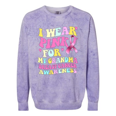 I Wear Pink For My Grandma Breast Cancer Awareness Ribbon Colorblast Crewneck Sweatshirt