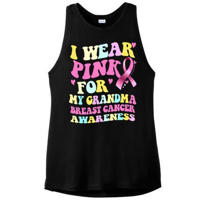 I Wear Pink For My Grandma Breast Cancer Awareness Ribbon Ladies PosiCharge Tri-Blend Wicking Tank