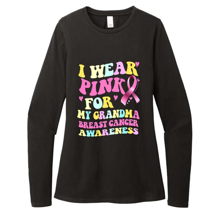 I Wear Pink For My Grandma Breast Cancer Awareness Ribbon Womens CVC Long Sleeve Shirt