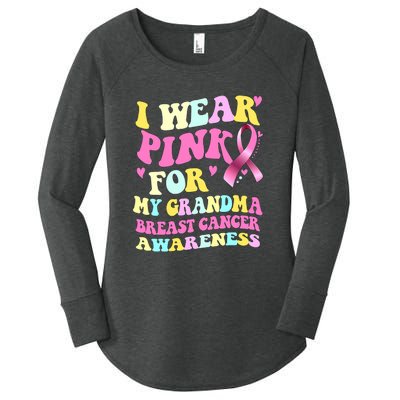 I Wear Pink For My Grandma Breast Cancer Awareness Ribbon Women's Perfect Tri Tunic Long Sleeve Shirt