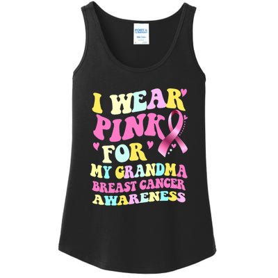 I Wear Pink For My Grandma Breast Cancer Awareness Ribbon Ladies Essential Tank