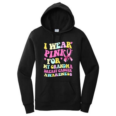 I Wear Pink For My Grandma Breast Cancer Awareness Ribbon Women's Pullover Hoodie