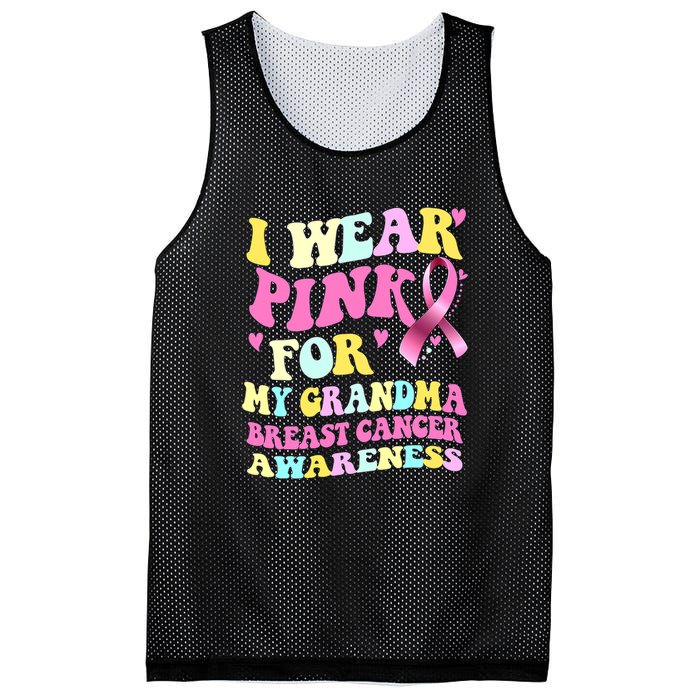 I Wear Pink For My Grandma Breast Cancer Awareness Ribbon Mesh Reversible Basketball Jersey Tank