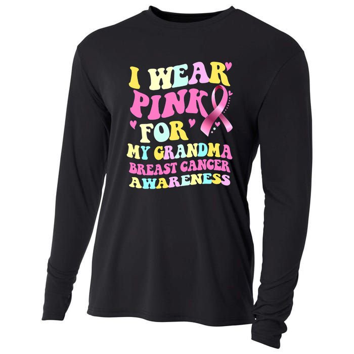 I Wear Pink For My Grandma Breast Cancer Awareness Ribbon Cooling Performance Long Sleeve Crew