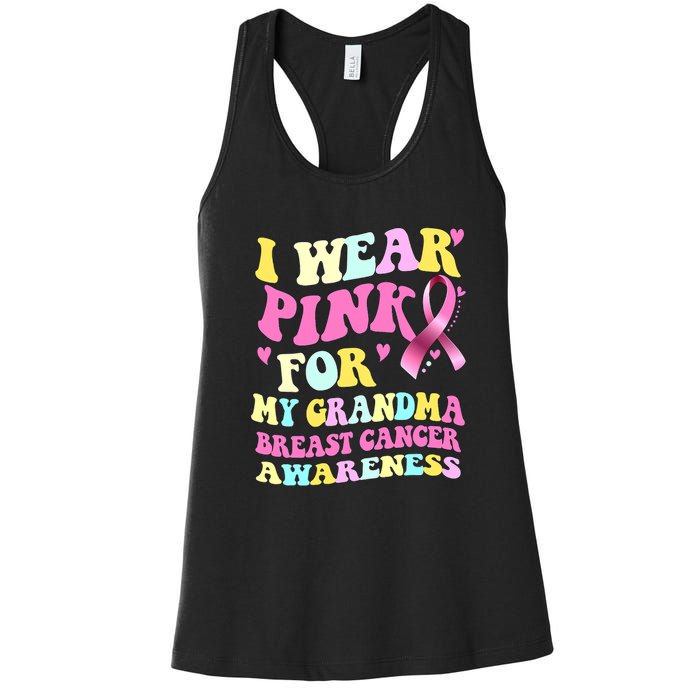 I Wear Pink For My Grandma Breast Cancer Awareness Ribbon Women's Racerback Tank