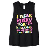 I Wear Pink For My Grandma Breast Cancer Awareness Ribbon Women's Racerback Cropped Tank