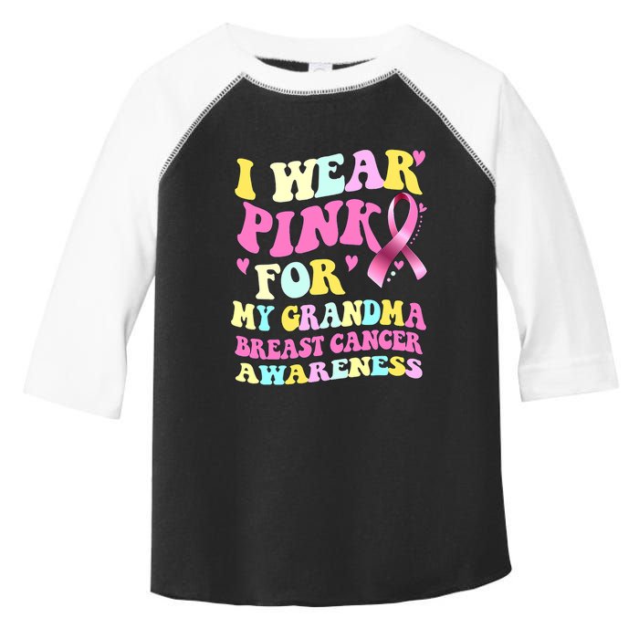 I Wear Pink For My Grandma Breast Cancer Awareness Ribbon Toddler Fine Jersey T-Shirt