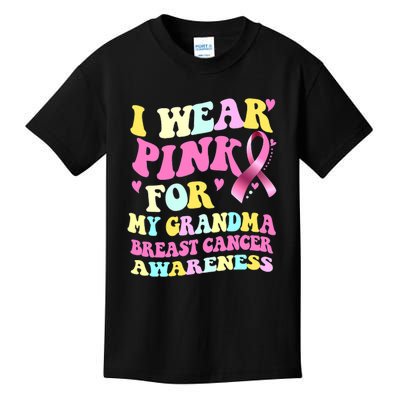 I Wear Pink For My Grandma Breast Cancer Awareness Ribbon Kids T-Shirt