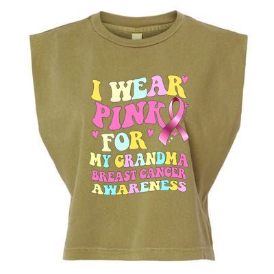 I Wear Pink For My Grandma Breast Cancer Awareness Ribbon Garment-Dyed Women's Muscle Tee