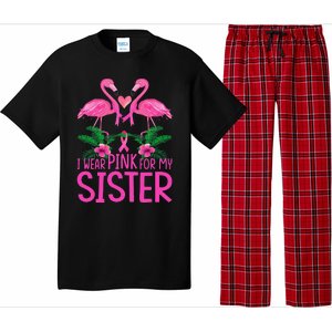 I Wear Pink For My Sister Breast Cancer Awareness Flamingo Pajama Set