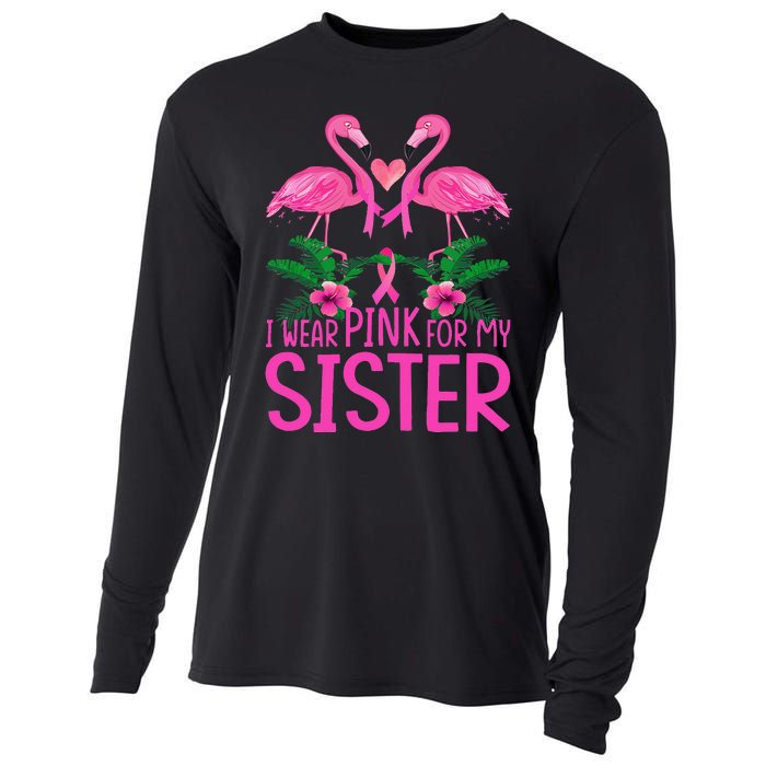 I Wear Pink For My Sister Breast Cancer Awareness Flamingo Cooling Performance Long Sleeve Crew