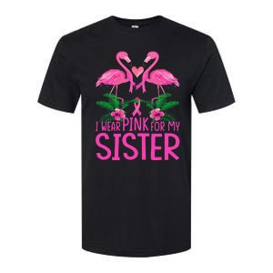 I Wear Pink For My Sister Breast Cancer Awareness Flamingo Softstyle CVC T-Shirt