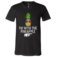 Im With Pineapple Funny Pineapple Halloween Costume V-Neck T-Shirt