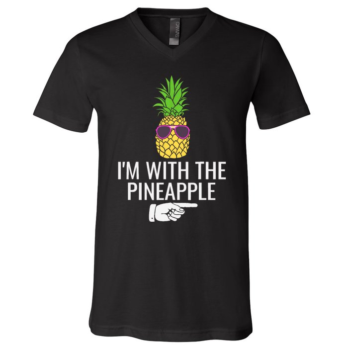 Im With Pineapple Funny Pineapple Halloween Costume V-Neck T-Shirt