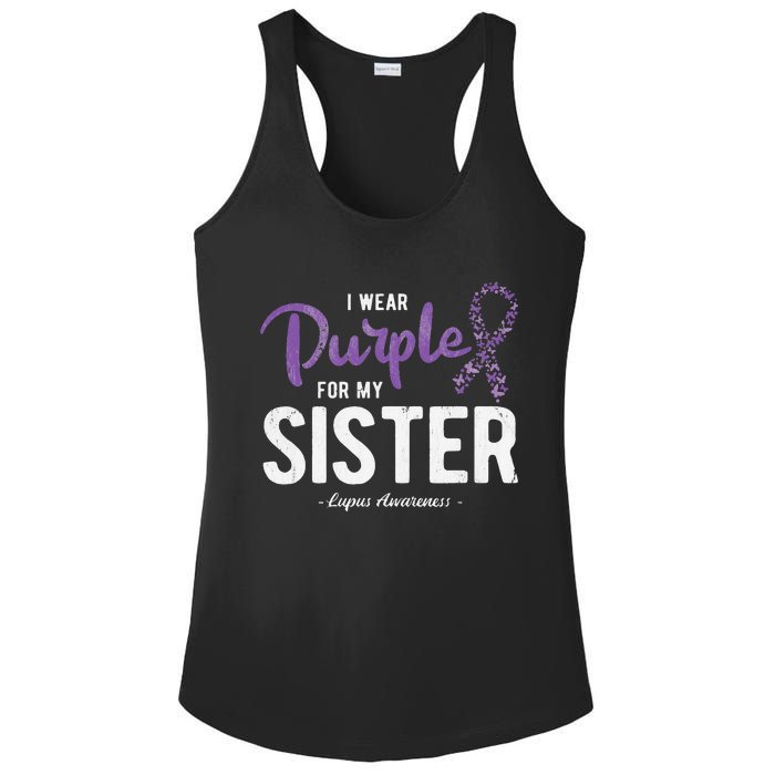 I Wear Purple For My Sister Lupus Awareness Ladies PosiCharge Competitor Racerback Tank