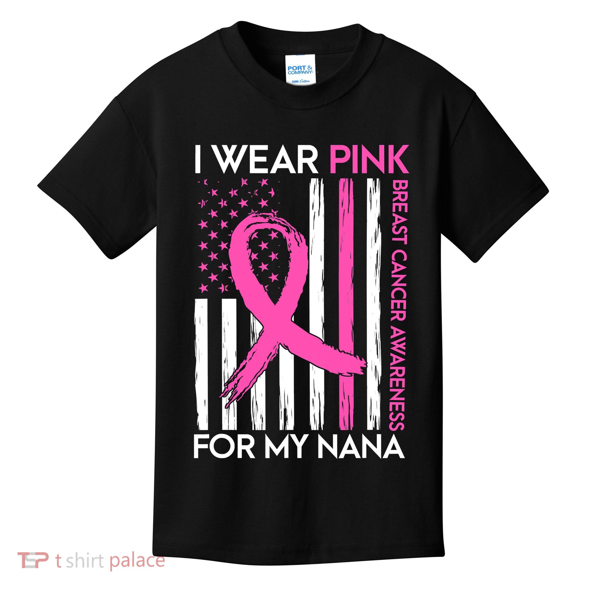 I Wear Pink For My Nana Grandma Breast Cancer Awareness Kids T-Shirt