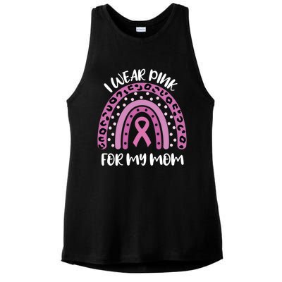 I Wear Pink For My Mom Breast Cancer Awareness Ribbon Funny Gift Ladies PosiCharge Tri-Blend Wicking Tank