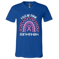 I Wear Pink For My Mom Breast Cancer Awareness Ribbon Funny Gift V-Neck T-Shirt