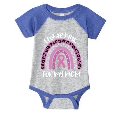 I Wear Pink For My Mom Breast Cancer Awareness Ribbon Funny Gift Infant Baby Jersey Bodysuit