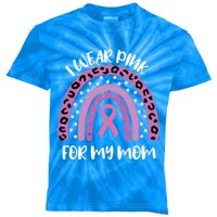 I Wear Pink For My Mom Breast Cancer Awareness Ribbon Funny Gift Kids Tie-Dye T-Shirt