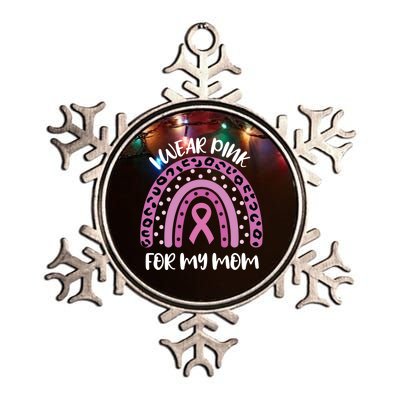 I Wear Pink For My Mom Breast Cancer Awareness Ribbon Funny Gift Metallic Star Ornament