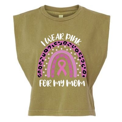 I Wear Pink For My Mom Breast Cancer Awareness Ribbon Funny Gift Garment-Dyed Women's Muscle Tee