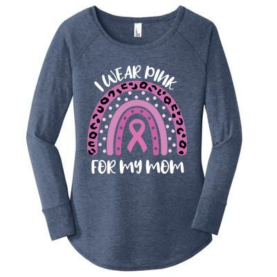 I Wear Pink For My Mom Breast Cancer Awareness Ribbon Funny Gift Women's Perfect Tri Tunic Long Sleeve Shirt