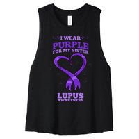 I Wear Purple For My Sister Lupus Awareness Women's Racerback Cropped Tank