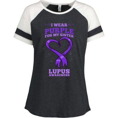 I Wear Purple For My Sister Lupus Awareness Enza Ladies Jersey Colorblock Tee