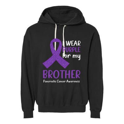 I Wear Purple For My Brother Pancreatic Cancer Awareness Fun Garment-Dyed Fleece Hoodie