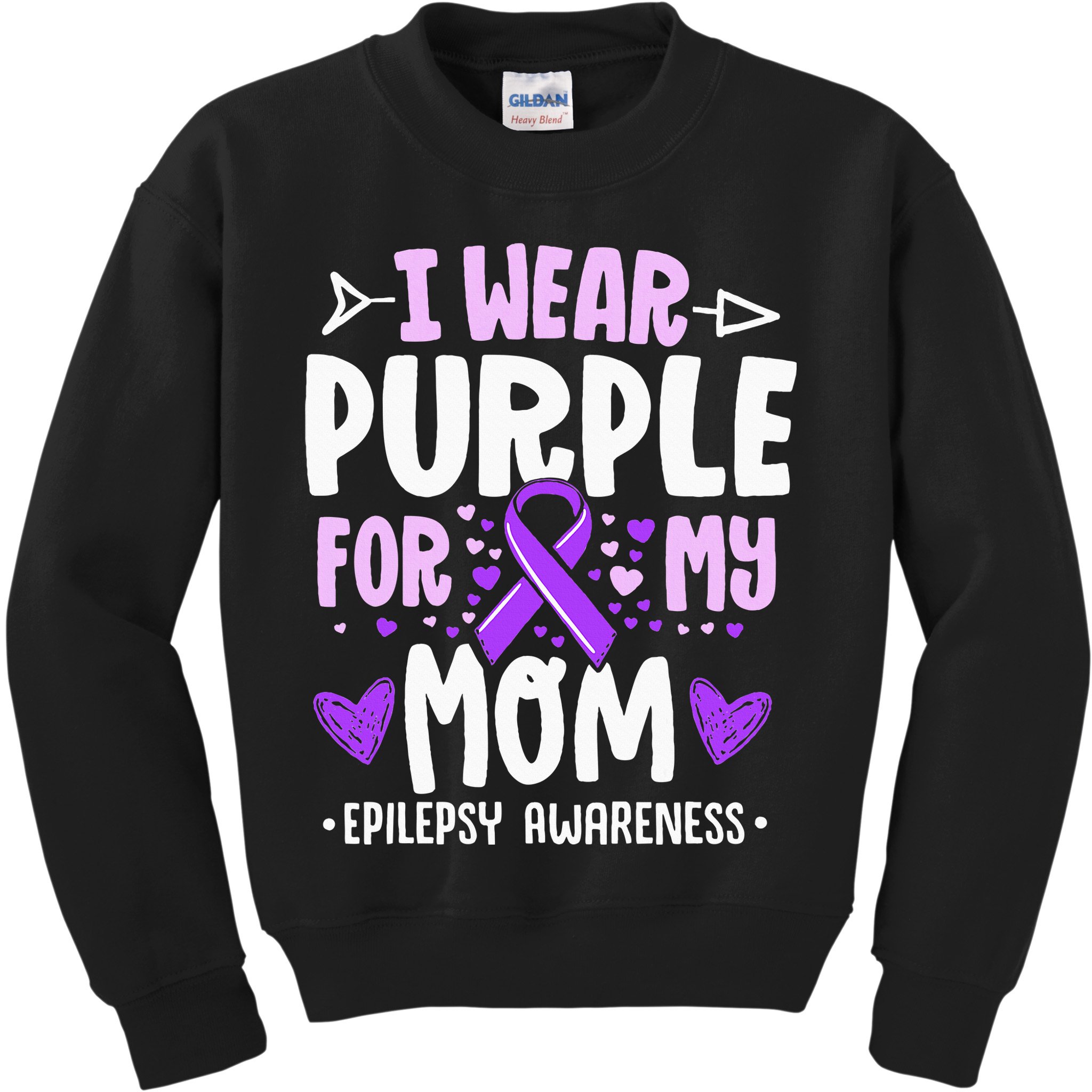 I Wear Purple For My Mom Mother Epilepsy Awareness Month Kids Sweatshirt