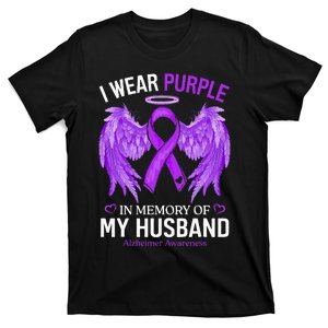 I Wear Purple In Memory Of My Husband Alzheimer Awareness T-Shirt