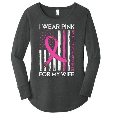 I Wear Pink For My Wife Breast Cancer Month Support Squad Women's Perfect Tri Tunic Long Sleeve Shirt