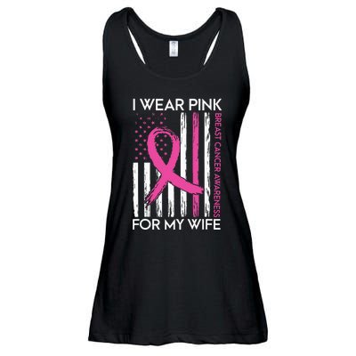 I Wear Pink For My Wife Breast Cancer Month Support Squad Ladies Essential Flowy Tank