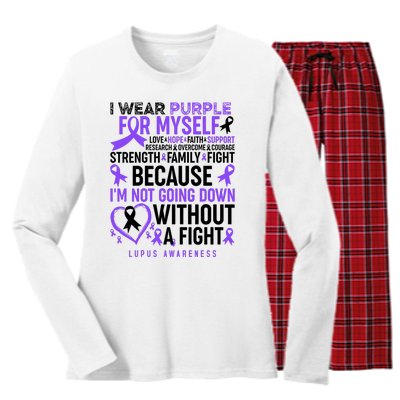 I Wear Purple For Myself Lupus Awareness Women's Long Sleeve Flannel Pajama Set 